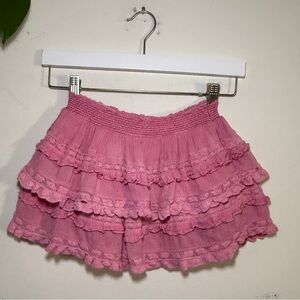 LoveShackFancy Girls Billie Tiered Skirt - Pink  7/8